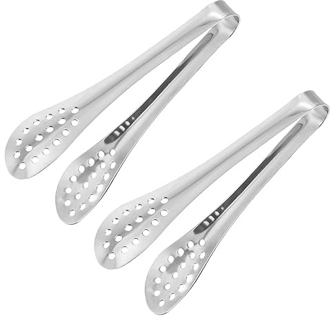 uxcell Serving Tongs, 2pcs 5 Inch - Stainless Steel Ice Tongs, Mini Sugar Tongs for Appetizers, Charcuterie, Dessert, Tea Party, Bar, Cafe (Silver)