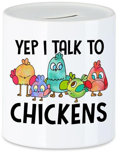 Hey!Print Yes I Talk To Chickens Spardose Huhn-Fans Bauernhof Chicken Hühnerhof Geschenk