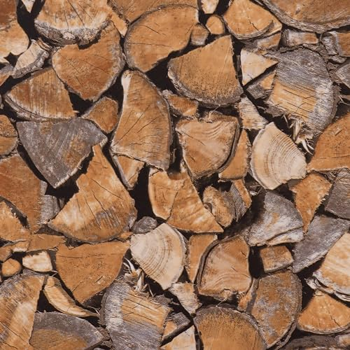 VEELIKE Papier peint marron en bois de chauffage haché - Papier peint autocollant en vinyle pour meubles - Pour salle de bain et salon - 40 x 300 cm