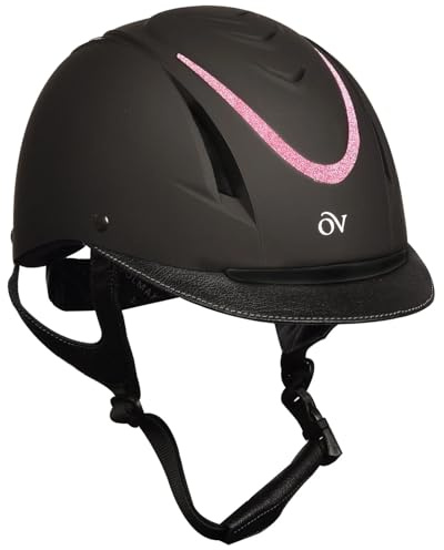 OVATION Adult Z-6 Glitz II Riding Helmet - Durable Adjustable Equestrian Safety Helmet w/Removable Liner & High-Flow Vents, Black Glitter Pink, Small/Medium