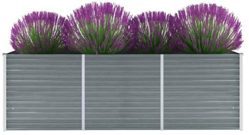 homozy Hochbeet für den Garten, für den Außenbereich, Hochbeet, für Hof, Gewächshaus, Terrasse, Blumenkasten, elegant und funktional, UV-beständig, bietet ausreichend Platz, Grau, 240 x 80 x 77 cm