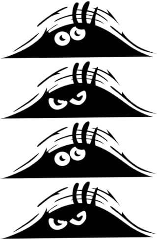 WMUVAZA Monster Sticker, 4 Stück Cartoon Autoaufkleber, Wasserdicht, Schwarz
