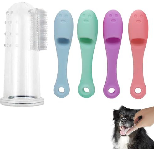 SIRLOMU Hundezahnbürste Hundezahnbürste Fingerabdruck Hundezahnbürste für kleine Hunde Hundezahnpflege Zahnreinigung für Hunde (8 Stück)