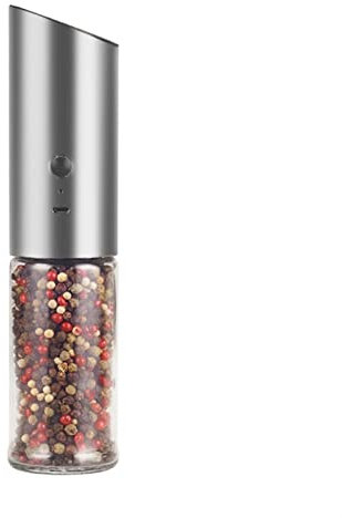Pepper and Salt Grinder Electric Stainless Steel Salt and Pepper Grinder USB Rechargeable Chili Mill Adjustable Thickness Automatic Spice Seasoning Bottle Pepper Grinder Refillable