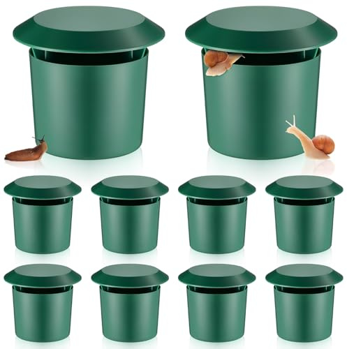 Qualirey 10 Pcs Beer Trap for Snails and Slugs, Reusable Plastic Snail Catcher Container (Beer Not Included), Physical Trap for Garden (Green)