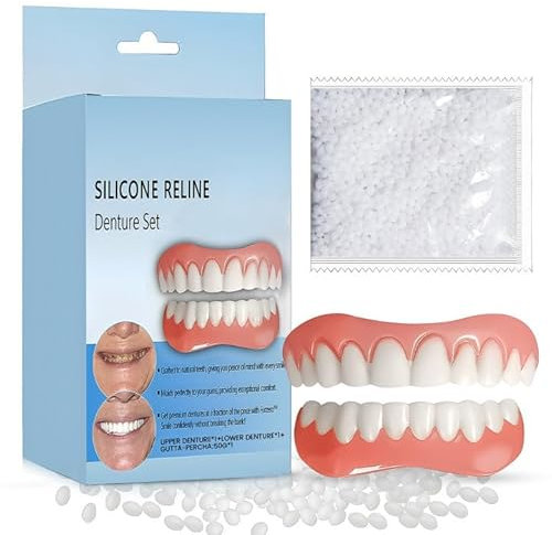 Miioto Zahn Reparatur Set, Silikon Zahnprothesen, Zahnprothesen Reparaturset, Das Aussehen der Zähne Verbessern, Geeignet für Verschiedene Zahnformen, Männer und Frauen