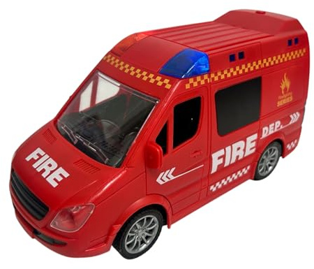 Ambulanza Giocattolo con Luci Suoni Sirene Porte Apribili Movimento Frizione Camion Pompieri Luci e Suoni Lampeggianti Camion Polizia Furgone Veicolo di Emergenza Pronto Intervento (POMPIERI)