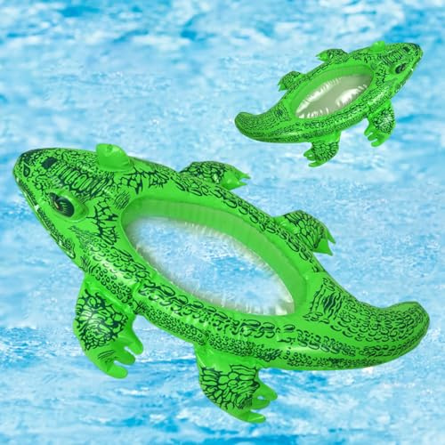Balakaka Uppblåsbar poolsimmare 62 x 40 x 11 cm, tecknad krokodildesign, uppblåsbar pool, fotott, transparent bildmaterial, poolleksak, pool, simmare, fåtölj för barn