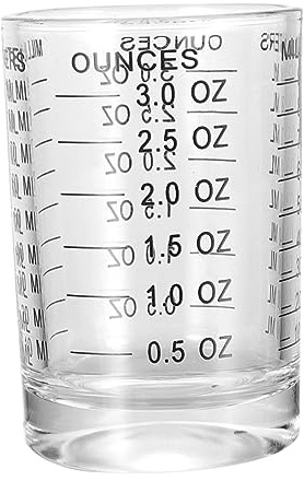 GLEAVI Vaso Medidor de Vidrio 90 Ml Escala Negra Clara, Taza para Beber Café y Medir Leche, Resistente a Cambios de Temperatura, Uso Doméstico en Cocina, Utensilio de Cocina Práctico