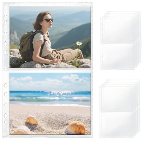 KQDRAVINE 40 unidades, 160 bolsillos, fundas para fotos, tarjetas postales, fundas transparentes A4, divididas, fundas transparentes para tarjetas postales, doble cara, 2 compartimentos, álbum de