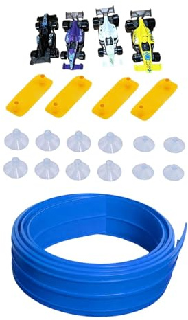 TTETTZ Kit de Pista de Carreras Flexible de 13 Pies para Autos, Accesorios Profesionales, Diseño de Dos Carriles