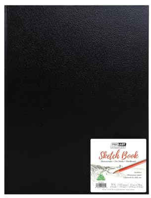 Pro-Art PA020504 Hard Bound Sketch Book, 11 by 14-Inch, Black (110 Pages)