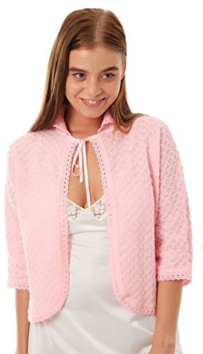 Lady Olga Ladies Knitted Bed Jackets Crochet Design Pink 20-22