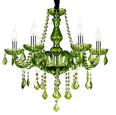 Aiwen Cristallo Lampada Verde Bicchiere Lampadario Da Soffitto Soggiorno Luci Pendenti Sala Da Pranzo Plafoniera 8 Luci