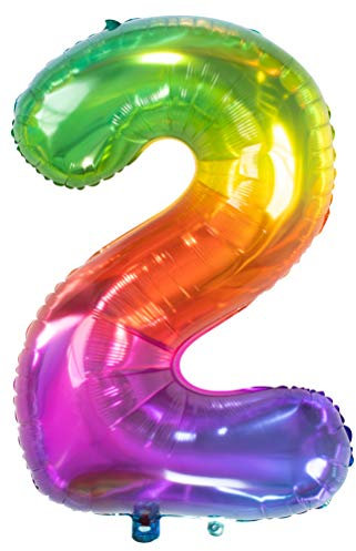 Folat Palloncino in alluminio Yummy Gummy Rainbow Numero 2-86 cm, Multicolore, 63242