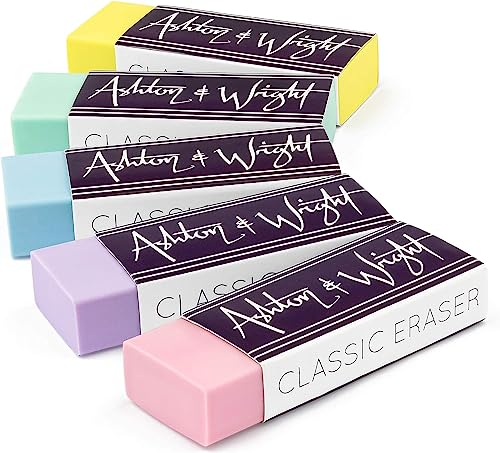 Ashton and Wright - Klassischer Radiergummi – latexfreier Kunststoffgummi (Pastel Tones, Pack of 5)