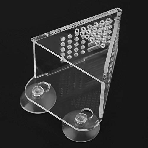 AMONIDA Wiederverwendbar mit 4 Stück Saugnäpfen Acryl Aquarium Feeder, Weiß Einfache Installation Red Worm Feeder, für Sole Shrimp für Red Worm