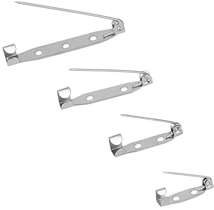Lot de 50 épingles à nourrice - 4 tailles - Fermoir arrière sécurisé avec barre arrière - Pour loisirs créatifs (argenté)