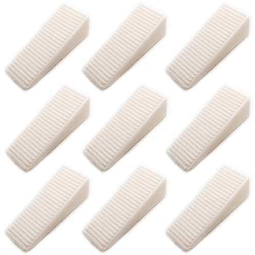 Fermoporta ferma porta da pavimento adesivo 9 pezzi cuneo casa bianco marrone in gomma porta plastica terra (Bianco)