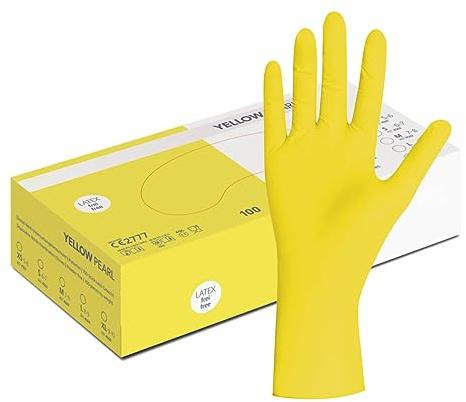 Herrmann Gelbe Nitrilhandschuhe | L - 100 Stück/Box - Gelb | Einweghandschuhe, puderfreie & latexfreie Einmalhandschuhe, Handschuhe in Gr. XS, S, M, L, XL & XXL verfügbar (L) (M)