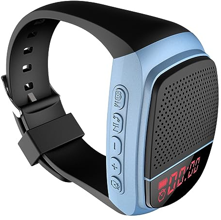 LYEAA Orologio sportivo compatibile con Bluetooth, radio FM, ricarica USB, audio, for selfie, sveglia, for corsa, escursionismo, colore blu