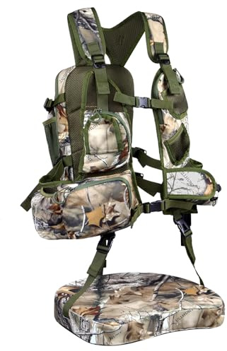 CAMOMAX Turkey Vest with Seat - Lightweight Adjustable Hunting Vest, 3-inch Cushion, Ample Storage with Multiple Pockets