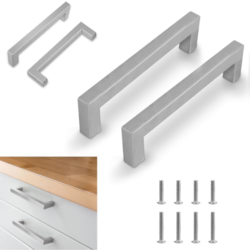 flintronic 2 Stück Möbelgriffe, Küchengriffe Silber mit Lochabstand 128mm, Edelstahl Schrankgriffe, Schubladengriffe, Türgriffe, Griffe Möbel für Küchenschränke Kleiderschrank (Gesamtlänge 140mm)