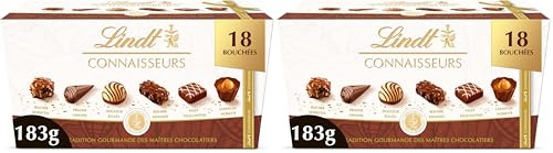 Lindt - Boîte de Chocolats CONNAISSEURS - Assortiment de Pralinés et Gianduja, 183g (Lot de 2)