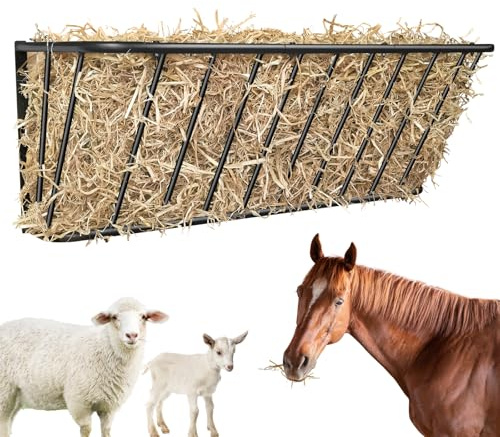 MIYABALA Hay Feeder for Horses,35.5'' Long Hay Rack with 20 Gallon Large Capacity,Heavy Duty Steel Wall Mounted Hay Feeder Rack for Horses,Goats,Sheep in Stable and Farm