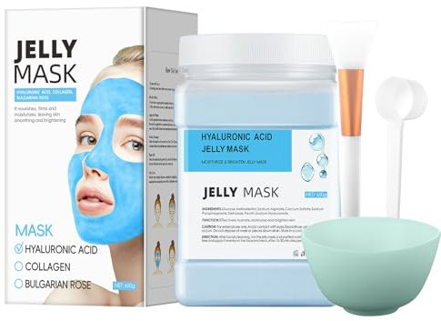 Soleneva Peel Off Maske Gesicht mit Hyaluronsäure, Straffende und Feuchtigkeitsspendende Gesichtsmaske Hautpflege, Für Strahlende Haut Feine Poren, Jelly Mask Powder Gesichtsmaske Frauen (BLAU)