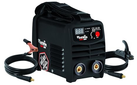 CEVIK PRO CE-MINI125 - Mini Soldador Inverter MMA Máscara de Soldadura y Portaelectrodo - 120A 40% 230V - Electrodos hasta 3.25mm - Display Digital - Conectable a Generador - Soldadora Portatil