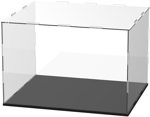 M METERXITY Clear Acrylic Display Case, 12 x 10 x 8 Inch Assemble Acrylic Display Box Rectangular Dustproof for Action Figures/Model/Statues/Collectibles/Doll/Toys/Home Storage