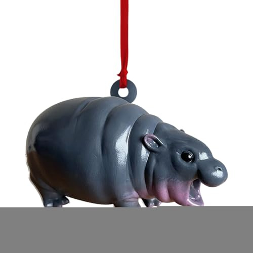 Eoixuqba Adorno de hipopótamo – Decoraciones navideñas de hipopótamo | Bonita Figura de Resina para Ventanas, Puertas, Sala de Estar, Espejos, hogar y Coche