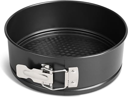 Dc Casa Tortiera 20 cm Apribile Antiaderente in Acciaio al Carbonio Tonda Stampo da Forno con Cerniera e Fondo Removibile (20x7 cm)