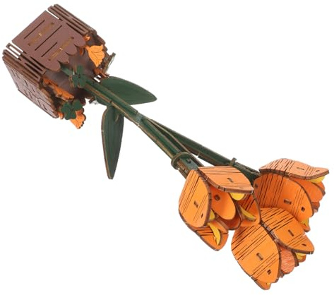 SOIMISS Kit de Construction de Tulipes Bois Puzzle de Fleur Artificielle à Monter Bouquet Floral Bois pour Loisirs Créatifs