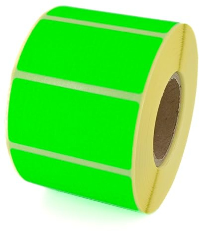 MD Labels Lot de 1000 étiquettes adhésives vert fluo 60 x 30 mm en rouleau - Étiquettes autocollantes pour bureau, entrepôt et expédition