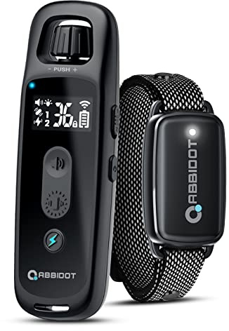 ABBIDOT Collier de Dressage pour Chien - Veilleuse et 4 Modes de Dressage, Bip, Vibration et Stimulation, Rechargeable Collier Anti Aboiement avec Télécommande pour Petits et Grands Chiens