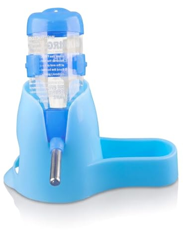 Gaomumu 80ml Blue Automatic Pet Water Bottle Feeder with Stainless Steel Spout, Small Pet Water Dispenser Suitable for Hamsters, Guinea Pigs, Rabbits, and Small Animals
