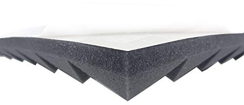 Akustiskt skumgummi AKUSTIK LINE (ca.1 m²) pyramidskum i 4 cm självhäftande gummimattor för effektiv akustisk skall dämpning