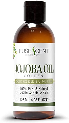 Fuse Scent Olio di Jojoba D’Oro 125ml - Pressato a Freddo e Non Raffinato - Puro e Naturale al 100% - Perfetto per Viso, Capelli e Corpo