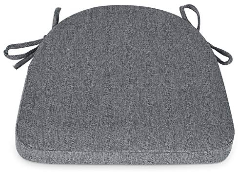 TANYOO Sitzkissen Stuhl Waschbares Stuhlkissen mit Bindeband 43 * 41cm Rutschfestes Sitzpolster halbrund geeignet für Gartenstuhl, Esszimmerstuhl oder Bürostuhl (Anthrazit)