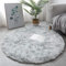 Teppich Rund Teppich Wohnzimmer Hochflor Teppiche Langflor Wohnzimmerteppich für Wohnzimmer Shaggy Teppich Schlafzimmer Outdoor Carpet(Grau weiß, 80cm)