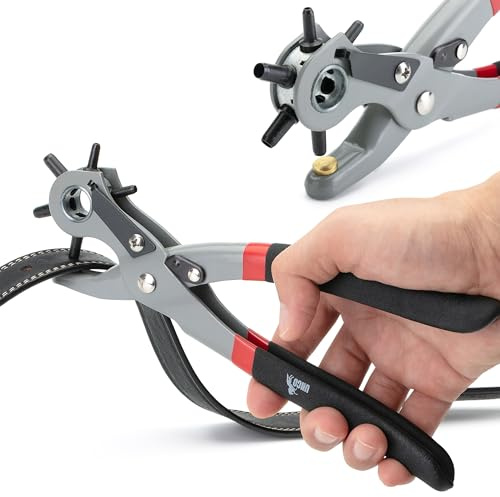 UNCO Leather Hole Punch Tool - Multi Size Punch for Belts & Leather - Belt Punch for Leatherwork