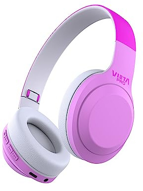 Vieta Pro Auriculares Diadema Infantiles niña Kids 2 (Bluetooth inalámbricos, Radio FM, micrófono Integrado, Entrada Auxiliar, Reproductor Micro SD, Plegables, autonomía 15 Horas)