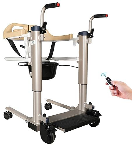 YVYKFZD Sollevatore Portatile per Pazienti Elettrica, Sollevatore Disabili con Sedile Diviso A 180°, Sedia A Rotelle per Anziani con Schienale E Vasino, Carico 300 Libbre