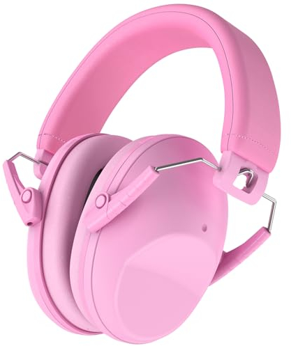 ProCase Casque Anti Bruit Enfant, Casque Pliable Réglable Confortable, avec Une Atténuation de NRR 22dB, Serre-tête Souple pour Milieu Bruyant ou Stressant -Rose