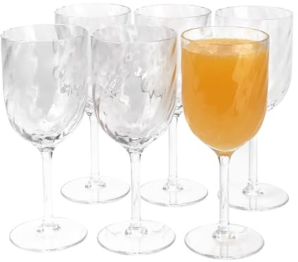 Yalin Juego de 6 vasos apilables irrompibles de plástico acrílico de 15 onzas para vino y agua. (transparente, 15 onzas)