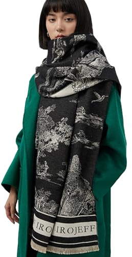 LumiSyne Caliente Bufanda Chal De Cachemira Para Mujer Patrón De Pintura De Paisaje Estilo Artístico Elegante Bufanda Reversible Con Borla Larga Grande Pashmina Fulares Ligero Suave Estola