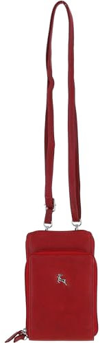 Ashwood Leather Crossbody Smart Phone Bag for Women - Genuine Leather, Lightweight, Slim Design with Adjustable Strap & Organizer Compartments - Fits All Smartphones - Red - PH-2