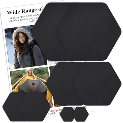 AXEN Down Jacket Patches Self-Adhesive Nylon Repair Patches Waterproof Pre-Cut Repair Patches for Jacket Tent Outerwear, Pack of 8 Black